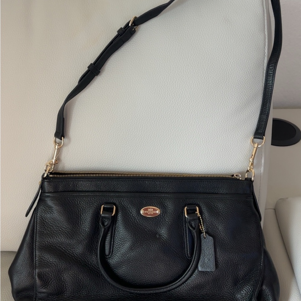 COACH - NEW Black Pebble Leather Morgan Satchel